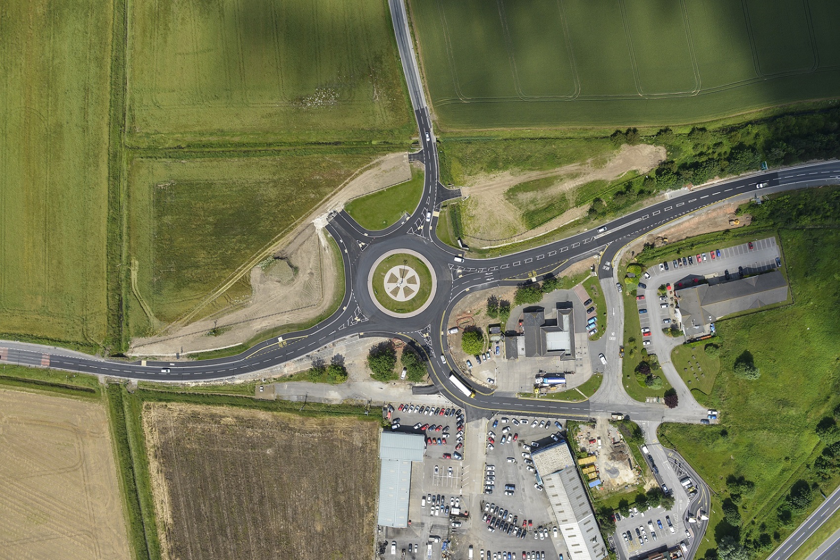 Glews Garage Roundabout aerial view