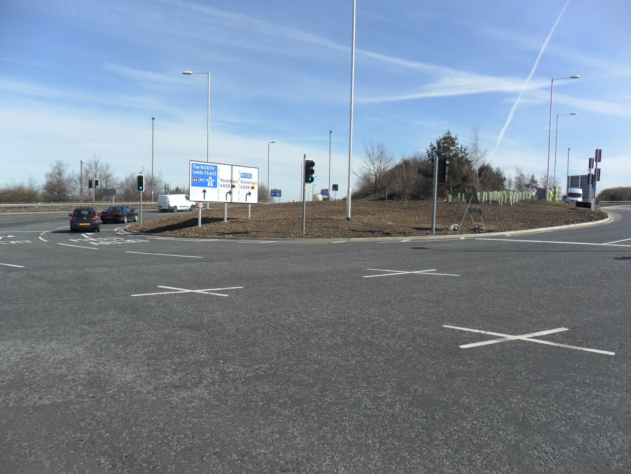 M1 Junction 44 Pinch Point shows carriage way widening, resurfacing and better protection for long vehicles