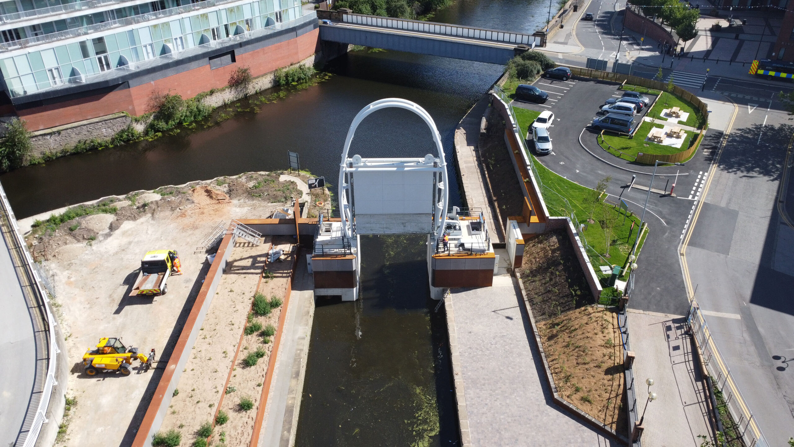 Aerial photo of Rotherham Canal barrier
