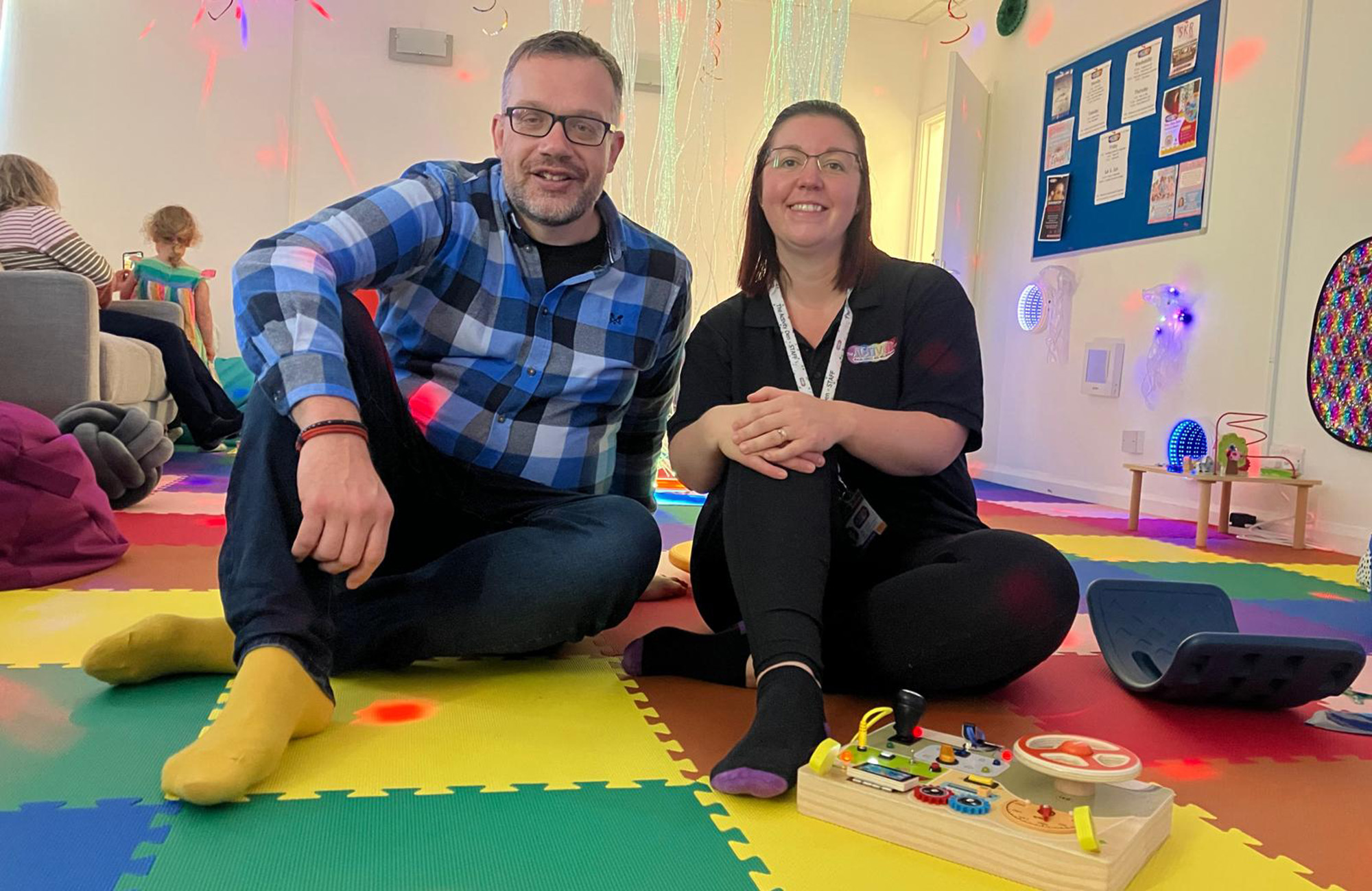 Stuart Culley, AUREOS, Customer & Social Value Lead and Heather Scroggins, Co-Founder and Director of The Activity Den in theSensory Room