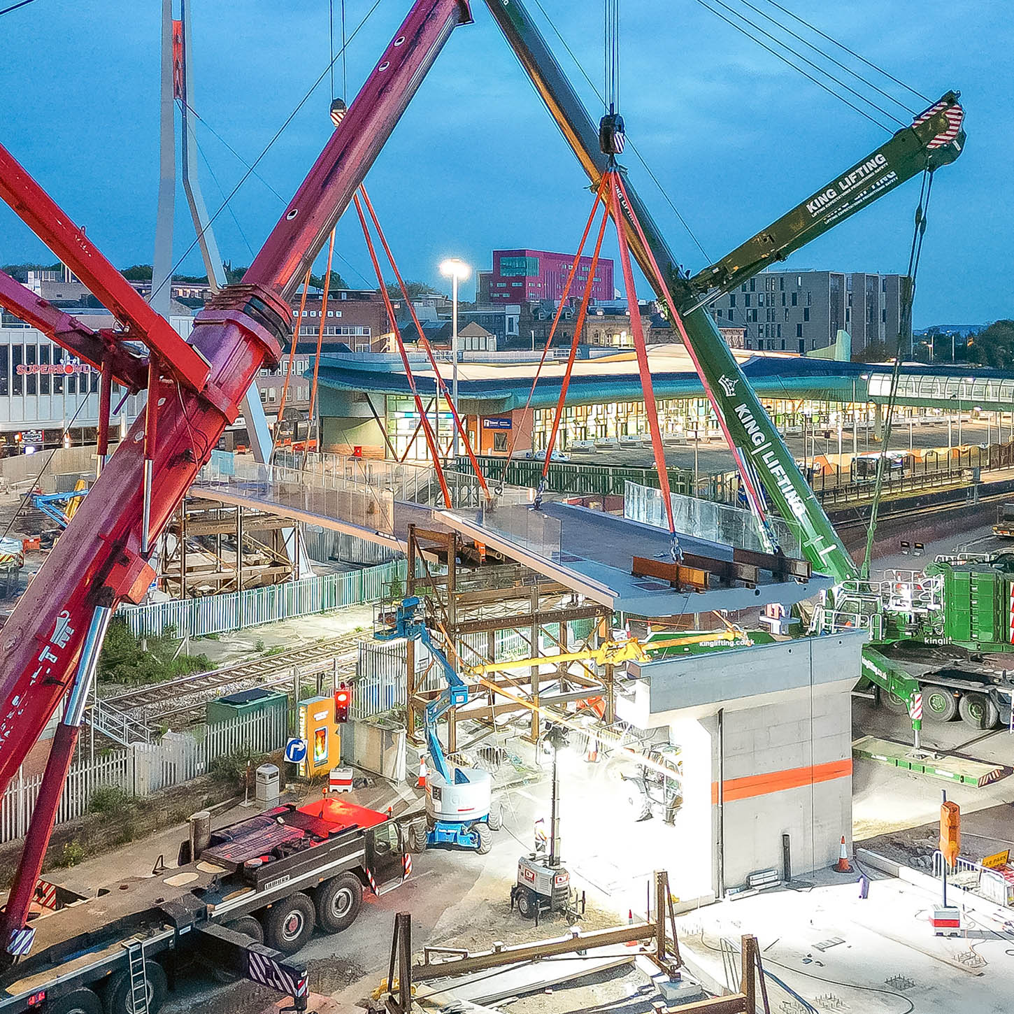 Positioning bridge platform sections