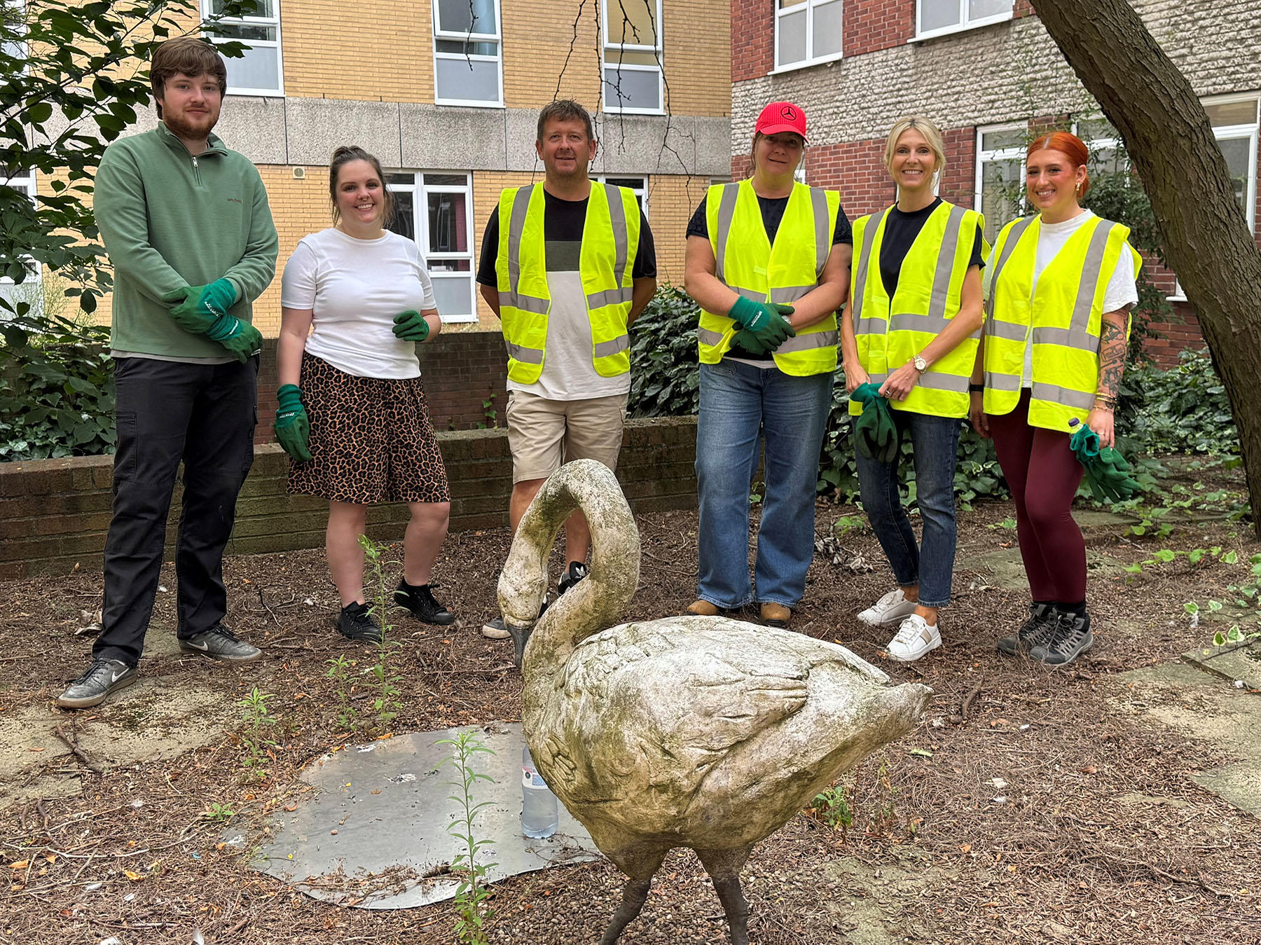 Kier Construction volunteers tidy Rotherham Hospital Courtyard