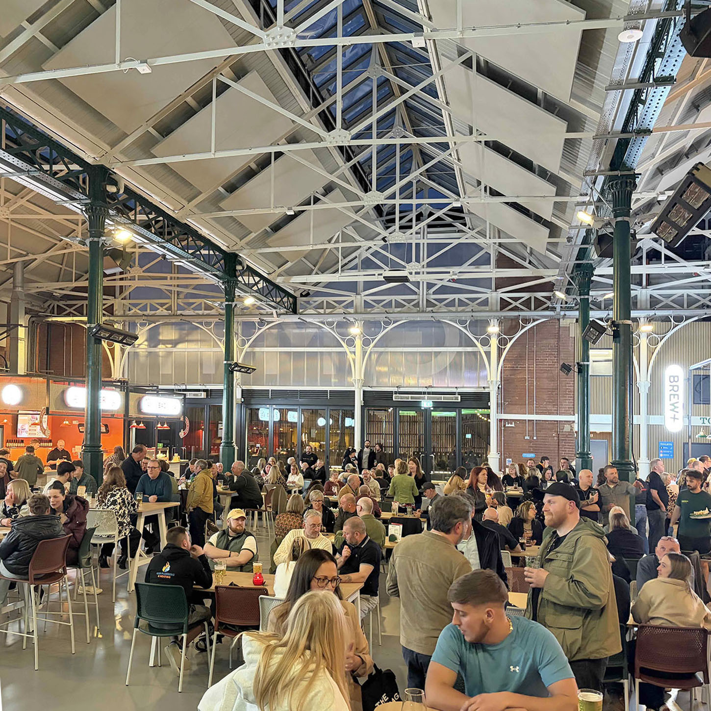 Customers enjoying a drink in the refurbished Goole Market Hall