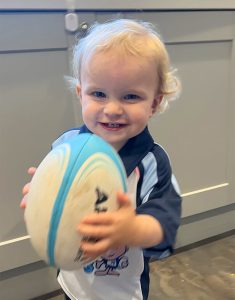A happy Lukas at home