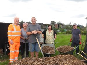 L- R: Kev Chatham with Wanda Hibbert, Chris Hume, Ann Hume and John Johnston of Barton Allotments Society