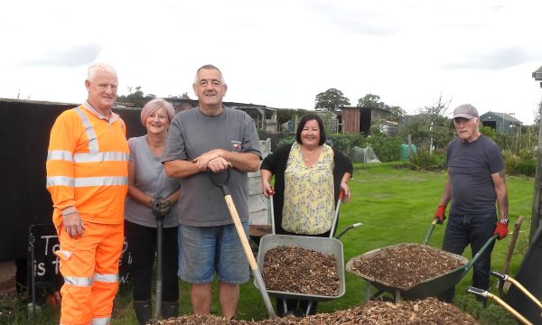 L- R: Kev Chatham with Wanda Hibbert, Chris Hume, Ann Hume and John Johnston of Barton Allotments Society