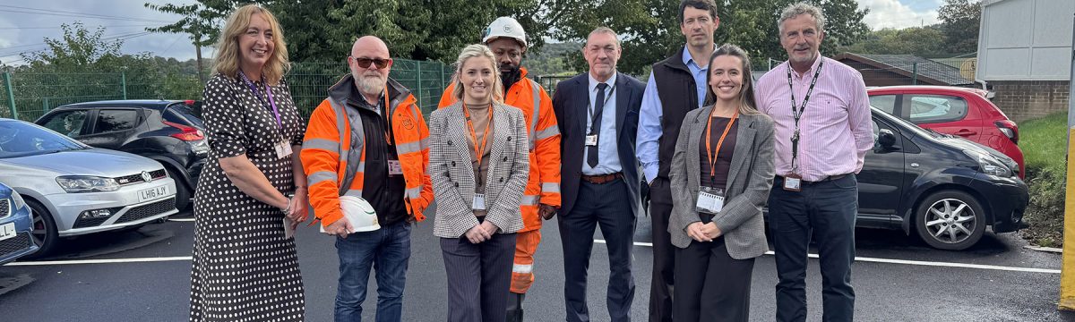 Staff from Esh and Highbury School on resurfaced car park