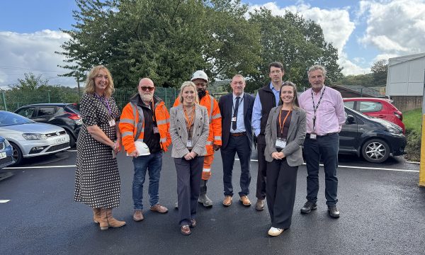 Staff from Esh and Highbury School on resurfaced car park