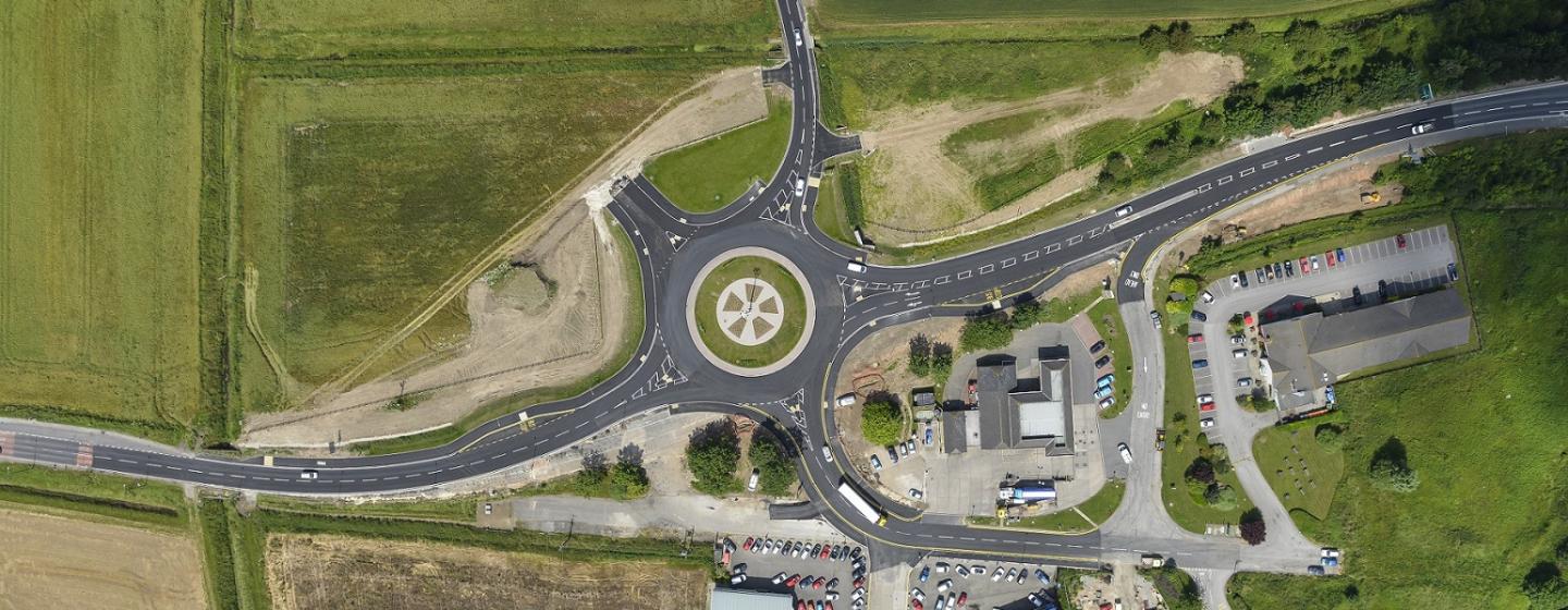 Glews Garage Roundabout aerial view