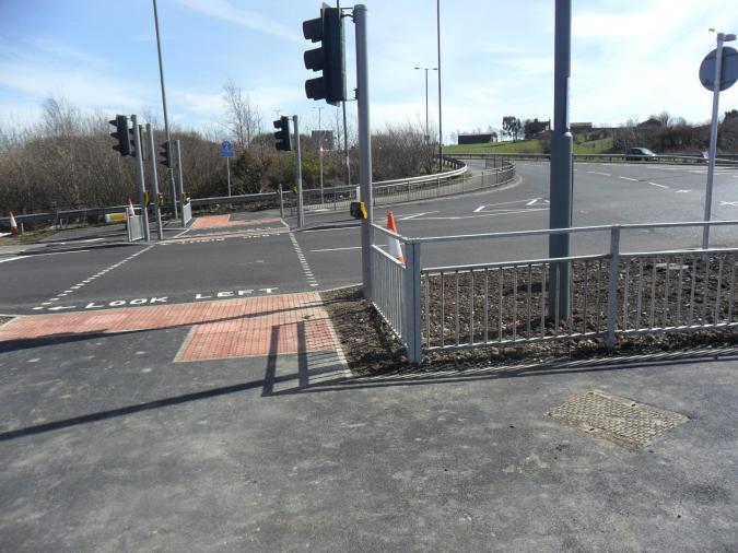 Image shows cycle route that was maintained throughout the project and was reintegrated into the finished carriageways.