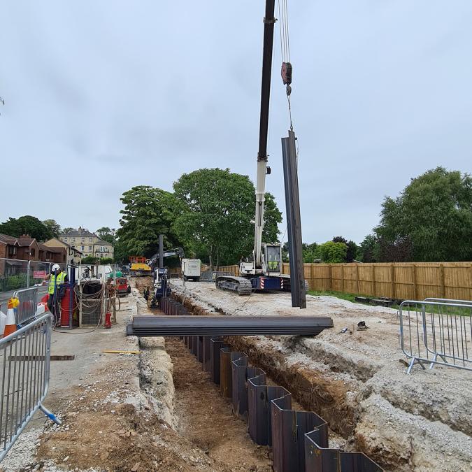 Hessle foreshore piling being sunk