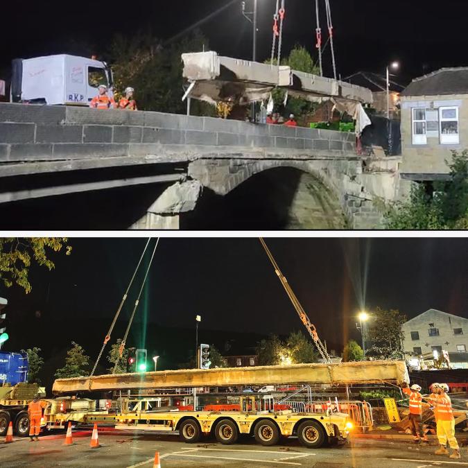 Old footbridge removal Old footbridge removal and transport
