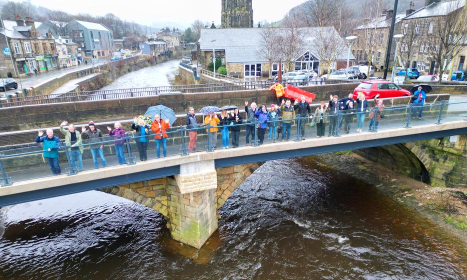 Public on Mytholmroyd footbridge