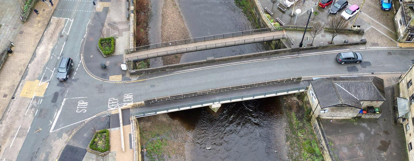 Mytholmroyd footbridge - aerial image Mytholmroyd footbridge - aerial image