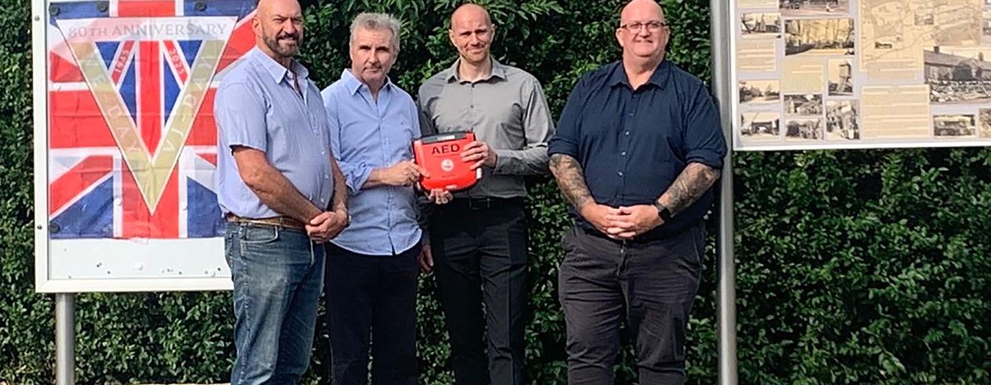 L-R Cllr Gary McMaster, Willerby and Kirk Ella Ward, Shaun Horton, Chairman, Kirk Ella & West Ella Parish Council receive their defibrillator from Dan Cawthra, Head of Stakeholder & Community Engagement, (GRAHAM), James Stevenson, Senior Project Manager, (GRAHAM). L-R Cllr Gary McMaster, Willerby and Kirk Ella Ward, Shaun Horton, Chairman, Kirk Ella & West Ella Parish Council receive their defibrillator from Dan Cawthra, Head of Stakeholder & Community Engagement, (GRAHAM), James Stevenson, Senior Project Manager, (GRAHAM).