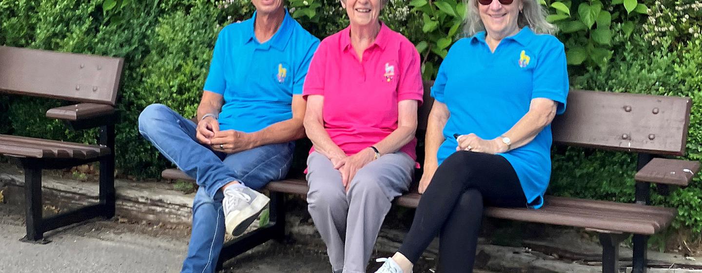 Salts Bowling Club Members Pete Holland, Debs Sandles and Pat Allison (middle), club secretary making use of the re-purposed benches Salts Bowling Club Members Pete Holland, Debs Sandles and Pat Allison (middle), club secretary making use of the re-purposed benches