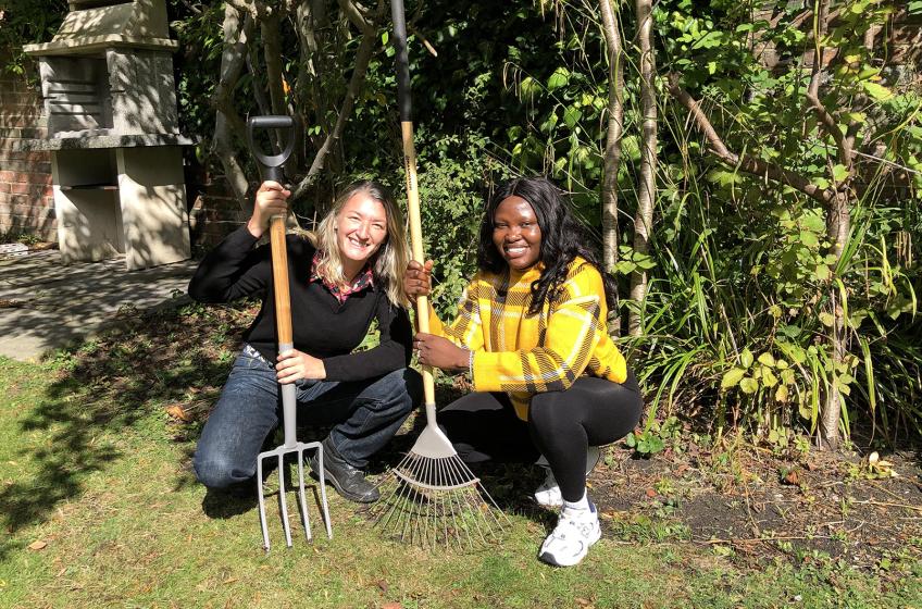 YWCA Yorkshire team gardening at Peile House homeless women’s hostel