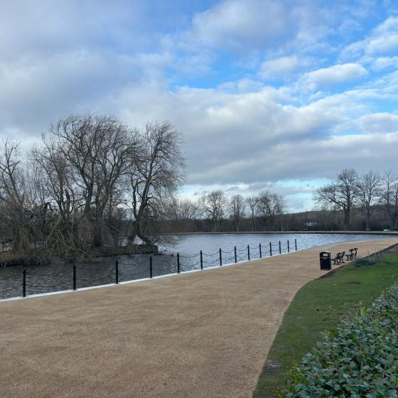 Pontefract Park Reservoir resurfaced banks