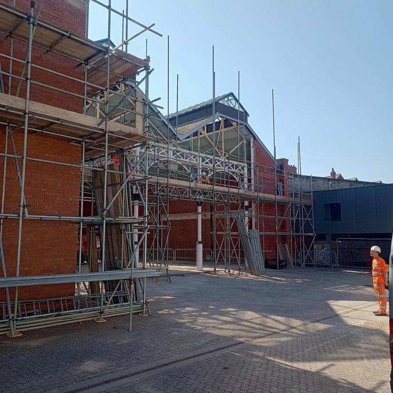 Goole hall scaffolding at rear