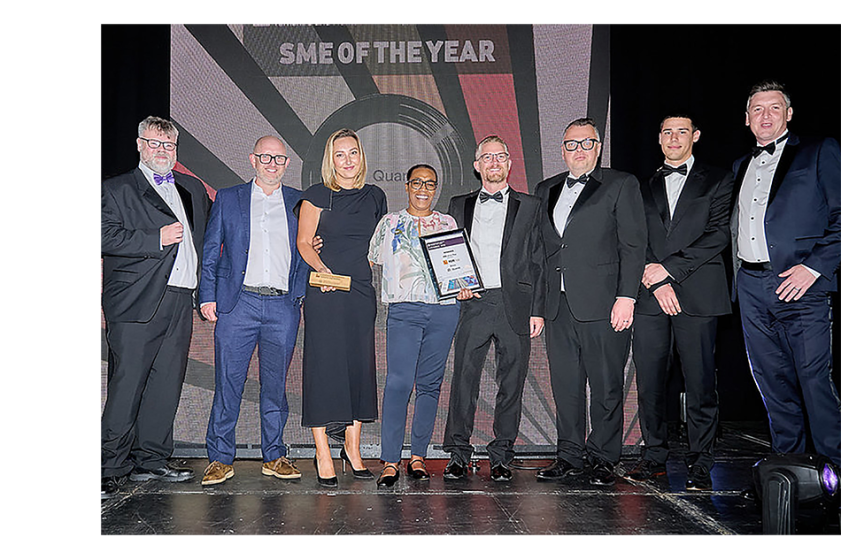 CEYH Awards 2026 - Quantick team receive their award from Mike Raven