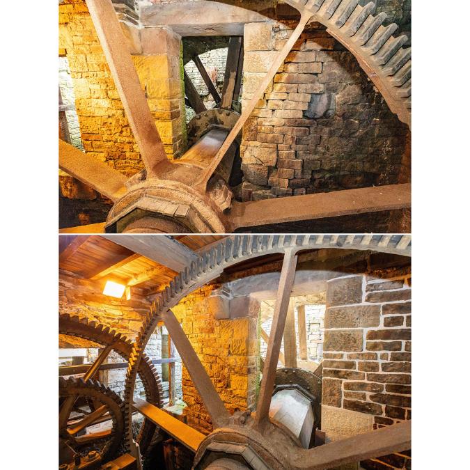Blockwork repairs were made to support the water wheels - Abbeydale Dam